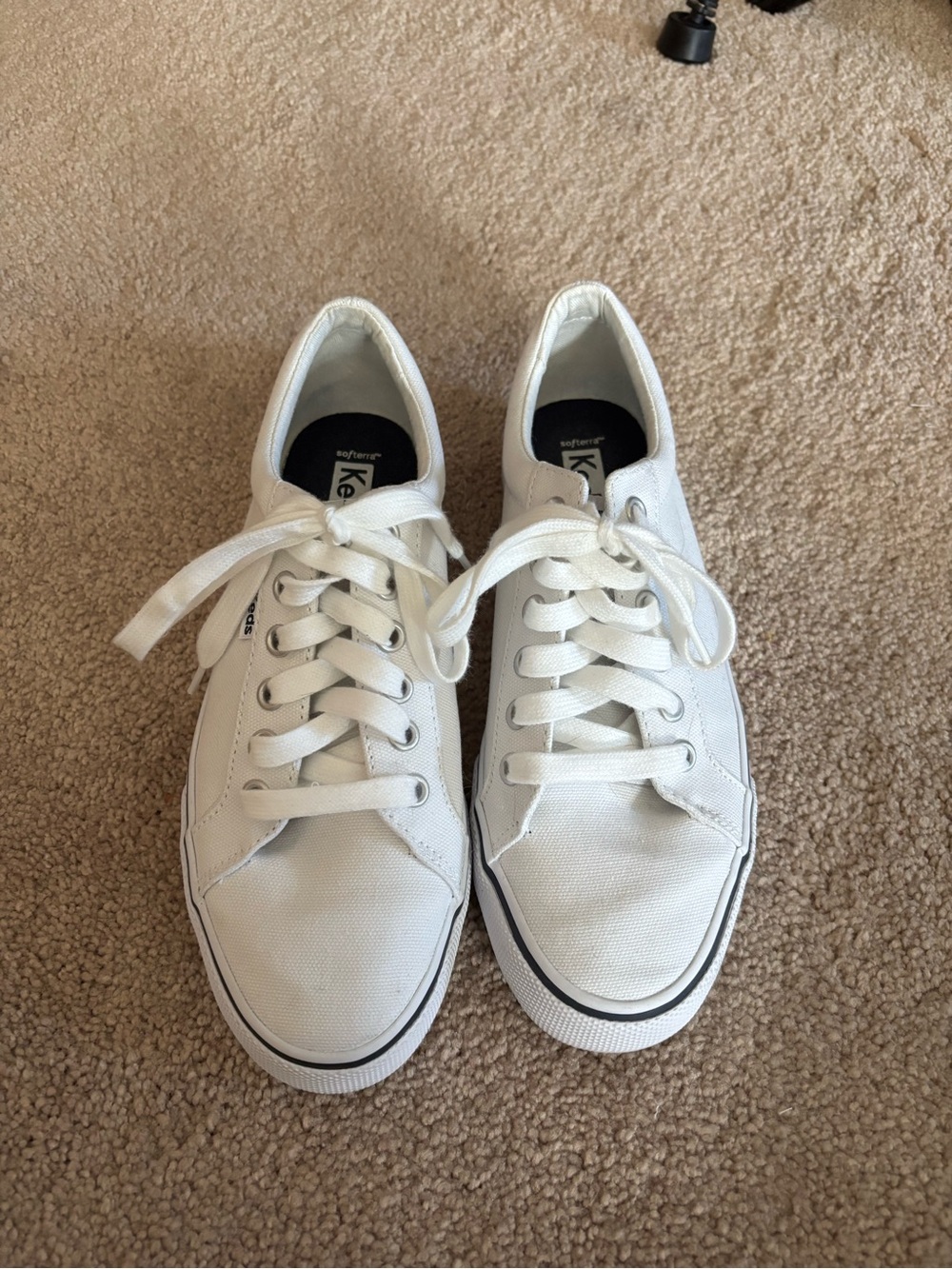 Keds White Canvas Low-Top Lace-Up Sneakers